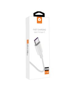 Fishë karikimi, WUW, X180, Type-C-Type-C, 100 W, 100 cm, ngjyrë e bardhë