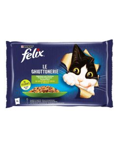 Snack p&euml;r mace, Felix, 4x85 g, 2 vi&ccedil; dhe 2 pul&euml;