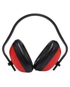 Kufje veshësh kundra zhurmës, PVC, ngjyrë e zezë me të kuqe