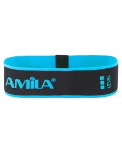 Resistance band for fitness exercises, Amila, Hip Loop Band, Heavy, nylon & latex, thickness 2.2 mm, 8x34 cm, 21.8 kg, blue