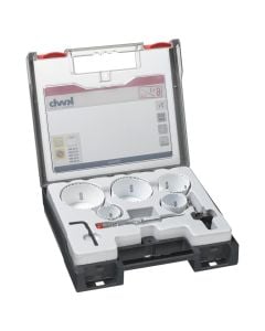 Electrician's drill bit set, KWB, Bi-metal, HSS-CO, bits 35 mm, 44 mm, 51 mm, 65 mm, 68 mm, indicators