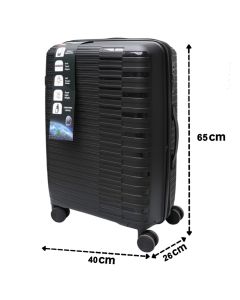 Travel suitcase, polypropylene, 24", W40 x D26 x H65 cm, black