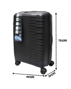 Travel suitcase, polypropylene, 28", W46 x D29 x H70 cm, black