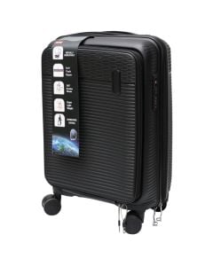 Travel suitcase, polypropylene, 20", expandable, black