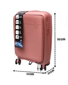 Travel suitcase, polypropylene, 20", W33 x D23 x H52 cm, expandable, rose gold color