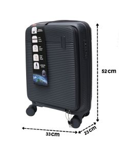 Travel suitcase, polypropylene, 20", W33 x D23 x H52 cm, expandable, dark gray color