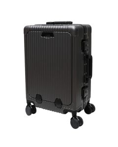 Travel suitcase, polycarbonate, 20", aluminum structure, gray color