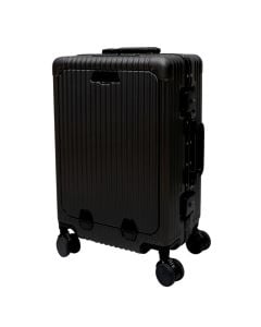 Travel suitcase, polycarbonate, 20", aluminum frame, black color