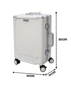 Travel suitcase, polypropylene, 20", W36 x D24 x H55 cm, white
