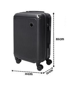 Travel suitcase, ABS, 20", W35 x D22 x H55 cm, black color