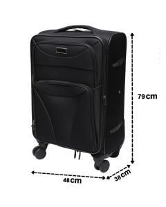 Travel suitcase, textile, 28", W48 x D38 x H79 cm, black