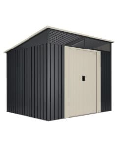 Storage shed, Gansen, 238 x 193 x 203 cm, 4.6 m², galvanized steel, for garden, gray and beige color
