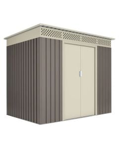 Storage shed, Nykop, 213 x 142 x 184 cm, 3.02 m², galvanized steel, for garden, beige color