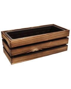Vazo lulesh, Flower box BOX 40, 42x19xH17 cm, dru, ngjyre e djegur