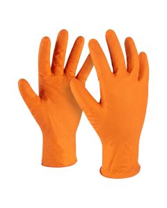 Kapriol Orange Nitrile Disposable Work Gloves – Powder-Free, Size XL, Box of 50 Gloves