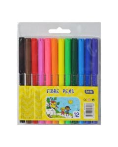 Colored fibre pens, for kids, Educa, plastic and fibre, 15x12x1 cm, miscellaneous, 12 pieces