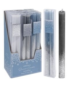 Decorative candle with Christmas motifs, different colors with beads, 2.5x25 cm