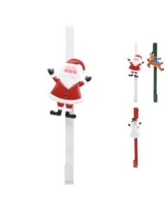 Door holder for decorative wreaths, metal, Red, white, Christmas motif, 38 cm