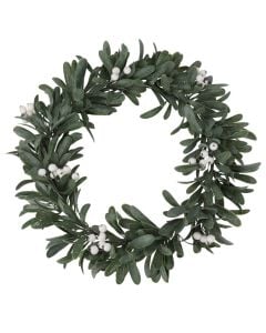 Decorative Christmas wreath, Polyester, green and white