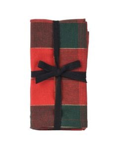 Table napkins with Christmas motifs, cotton, red color with squares, L40 x W40 cm