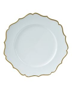 Decorative plate, plastic, white color with gold contours, D33 cm