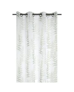 Ulysse net curtain with rings , 100% polyester, white/green, 140x260 cm