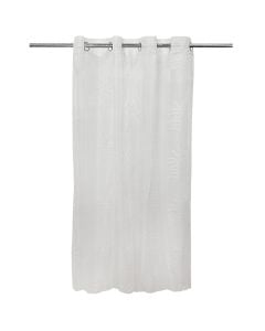Net curtain with rings , 100% polyester with embroidery, white/white, 140x260 cm