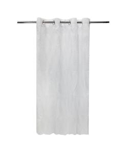 Net curtain with rings , 100% polyester with embroidery, white, 140x260 cm