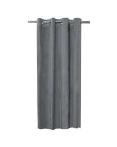 Full curtain Velvet with rings, 100% polyester, grey, 140x260 cm