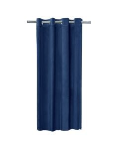 Full curtain Velvet with rings, 100% polyester, blue, 140x260 cm