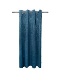 Full curtain with rings, 100% polyester, jacquard, blue, 140x260 cm