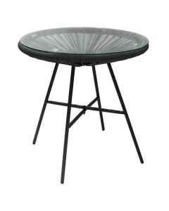 Tavolinë rrethore me xham te tepmeruar, metal, atrazit, Dia.50xH50 cm