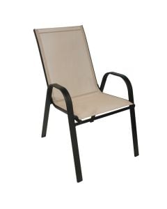 Karrige me krahë, metal/tekstilen, bezhe, 54x76xH92 cm