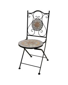 Karrige me palosje Mosaic, metal / qeramikë, strukture e zeze, mozaik i bardhe/bezhe, 38x46xH90 cm