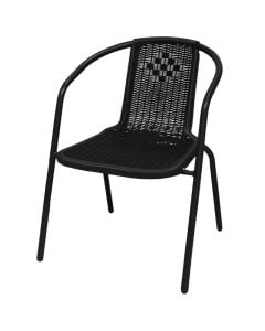 Karrige me krahe, strukture metalike/thurrje PP, ngjyre e zeze, W55xD59xH72cm