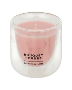 Scented candle with glass holder, rose aroma, pink color, 130 gr