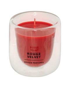 Scented candle with glass holder, forest fruit scent, red color, 130 gr