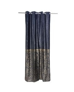 Full curtain with rings, 100% polyester, blue, 140x260 cm