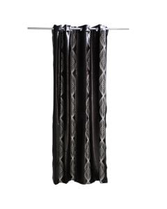 Full curtain with rings, 100% polyester, grey/blue, 140x260 cm