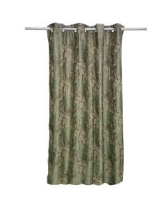 Full curtain with rings, 100% polyester, jacquard, green, 140x260 cm