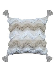 Jastëk dekorativ, 100% pambuk, bezhë/e bardhë, 50x50 cm