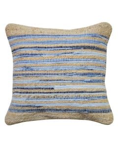 Jastëk dekorativ, 80% jute & 20% pambuk, blu/bezhë, 50x50 cm