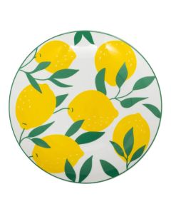 Pjatë servirje, porcelan, e bardhë me motive limoni, Dia. 26.5x2.9 cm