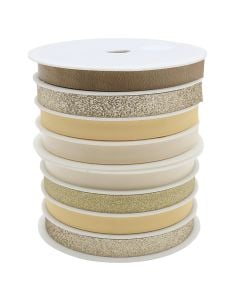 Shirit dekorues paketimi, nuanca te ngjyres gold, L 5m, W1 cm