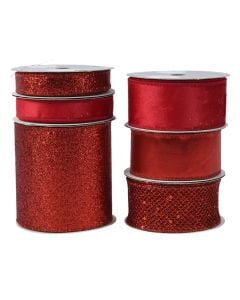 Shirit dekorues paketimi, ngjyre e kuqe, L 2.7m, W8.9 cm