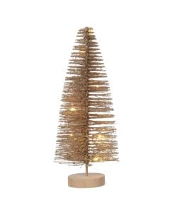 Small tree with Micro LED lighting, AA battery, gold color, D8xH20 cm, warm lighting