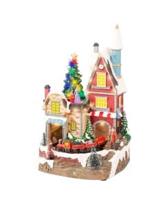 Festive house with Micro LED lighting, AA battery, L20-W18-H31.5cm