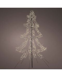 New Year tree with LED lighting, IP44, black structure, warm lighting, D180xH300 cm