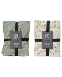 Shtroje per tavoline me motive Christmas, ngjyre mente/e bardhe, L140xW180 cm