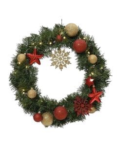 Decorative wreath with plastic spheres, PE, green, dia50-H8cm